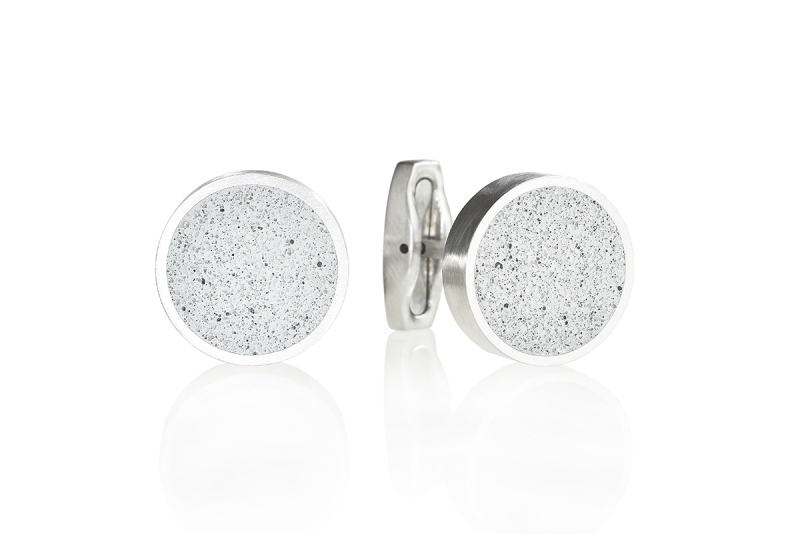 Aim / Round concrete cufflinks - Jewellery design